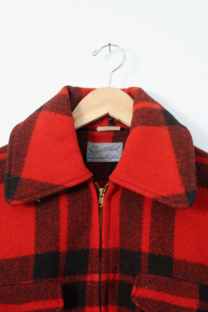 Vintage Sportclad Wool Jacket, 1940s Red Plaid Men's Jacket, Size 40 - Etsy