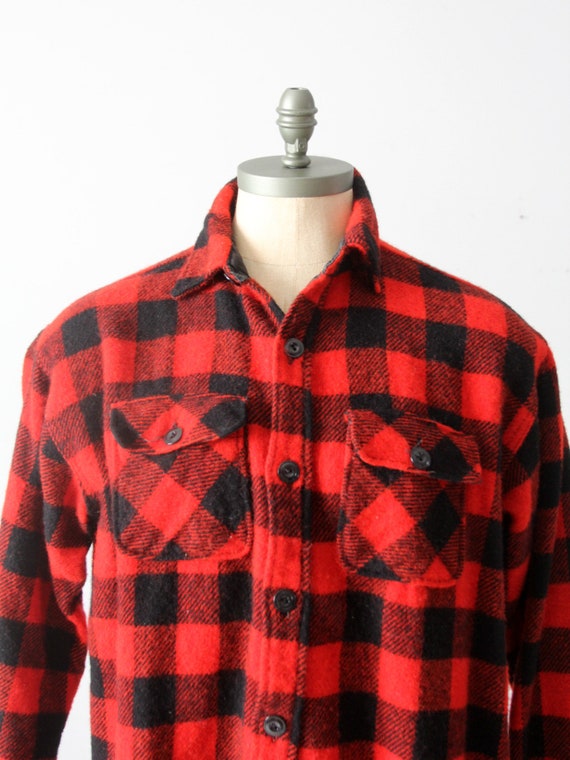 男性に人気！ Vintage 50s Flannel Shirt, Red Buffalo Check Shirt - Etsy トップス