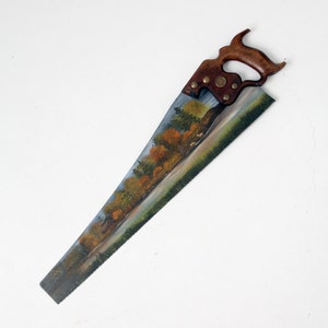 vintage folk art hand-painted Atkins hand saw