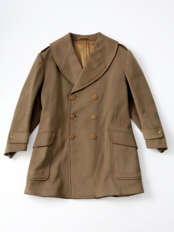 vintage US Army officer coat, WWII Mackinaw wool … - image 1