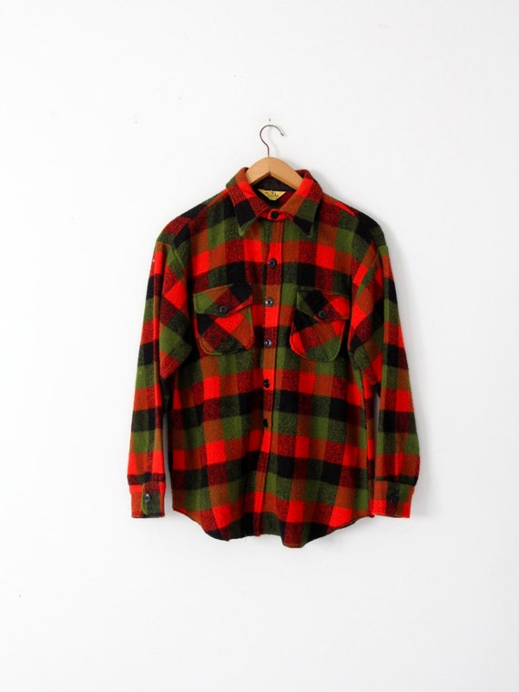 vintage 60s plaid wool shirt jacket by Yorke - image 1