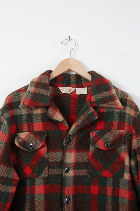 Vintage Plaid Shirt Jacket 70s Men's Wool Button Down - Etsy Canada