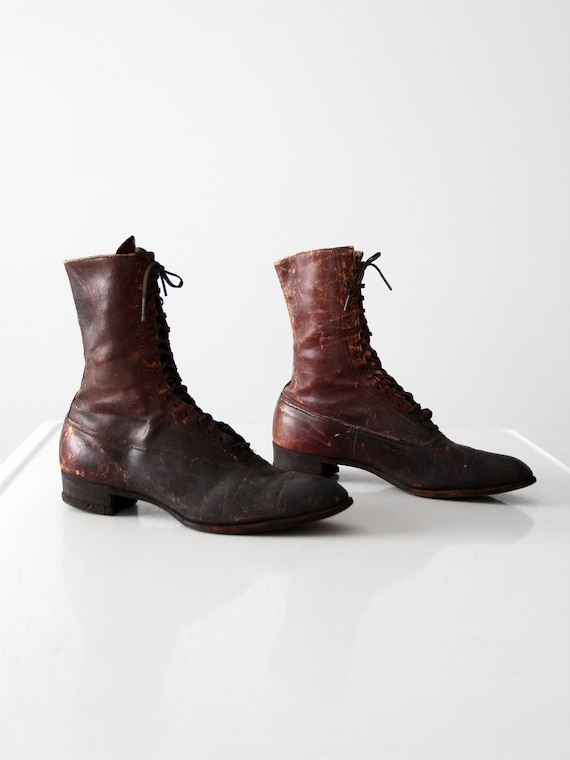 Victorian shoes,  antique women's lace up boots - image 4