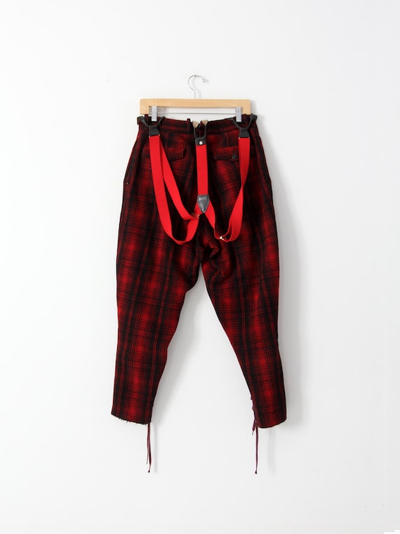 vintage 40s Woolrich hunting pants, red wool plai… - image 2