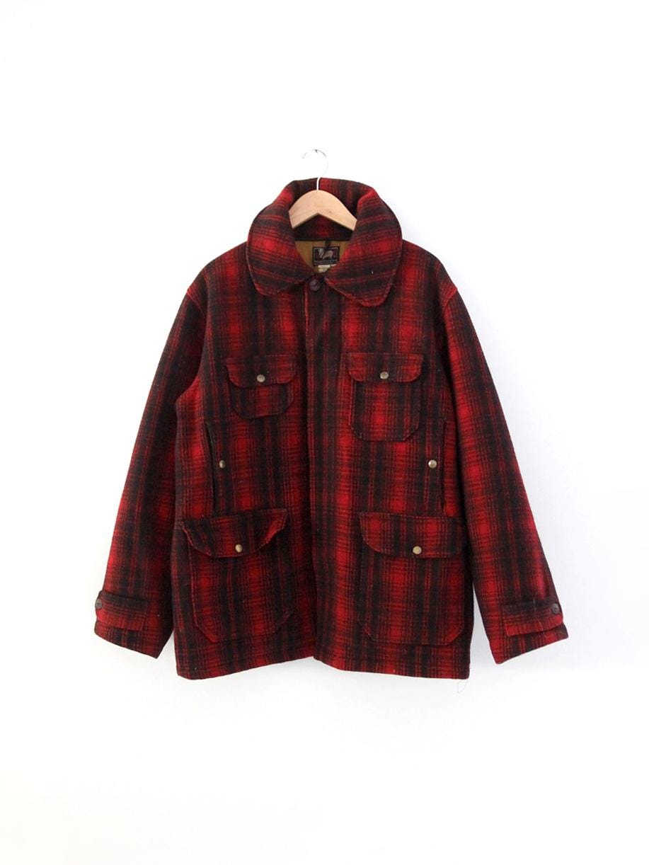 Vintage 1940s Woolrich Red Plaid Wool Jacket - Etsy