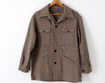 vintage 60s Pendleton plaid check jacket, wool coat