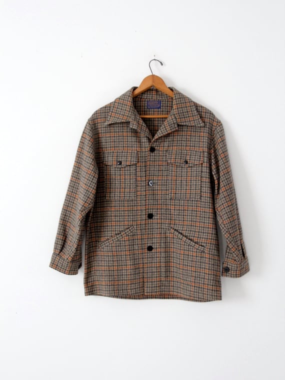 Vintage 60s Pendleton plaid check jacket, wool coat - Etsy 日本