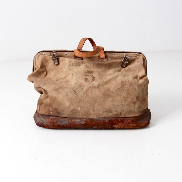 vintage Bell System lineman's bag, canvas tool bag