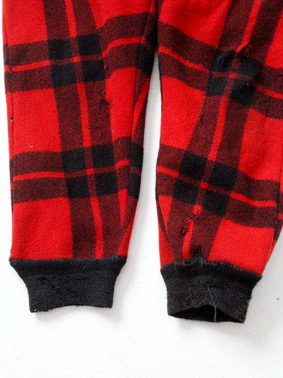vintage wool plaid hunting pants with suspenders - image 5