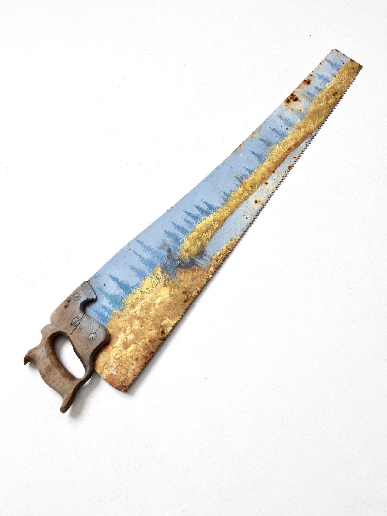Vintage Folk Art Painting on Warranted Superior Hand Saw Etsy UK