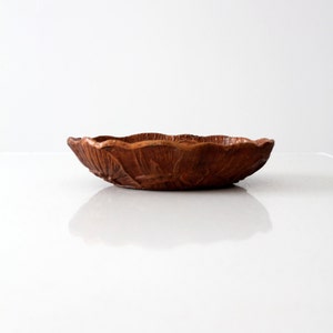 mid-century floral cast wood bowl, Syroco style bowl image 3