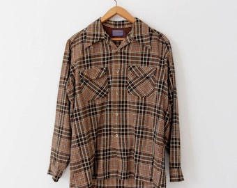 Camisa a cuadros vintage Pendleton, camisa de franela para hombre
