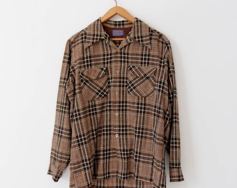 vintage Pendleton plaid shirt, men's flannel shirt