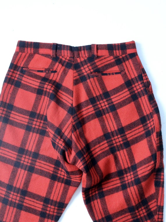 vintage wool hunting pants, red plaid logger pants - image 10