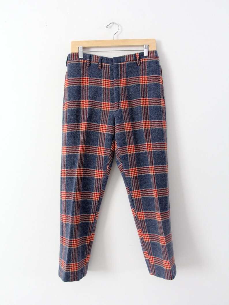 Vintage Plaid Wool Pants 1950s Men's Pants Etsy