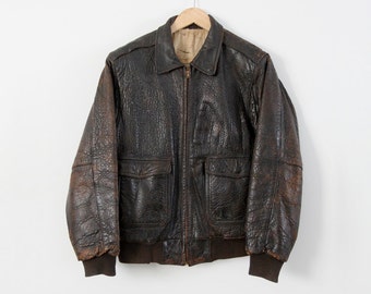 vintage bomber jacket,  men's leather aviator jacket