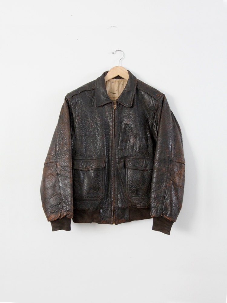 Vintage bomber jacket men's leather aviator jacket - Etsy 日本