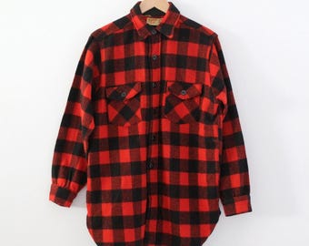 Vintage Bullseye Bill Wool Shirt Coat Red Black Plaid