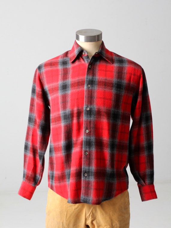 vintage plaid shirt red wool flannel - image 5