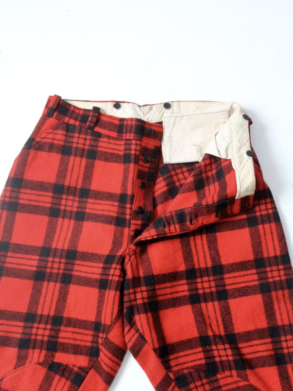 vintage wool hunting pants, red plaid logger pants Gem