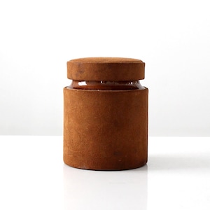 vintage English suede and stoneware humidor
