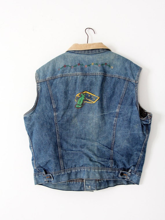 vintage 70s Lee Storm Rider vest,  denim biker ve… - image 3