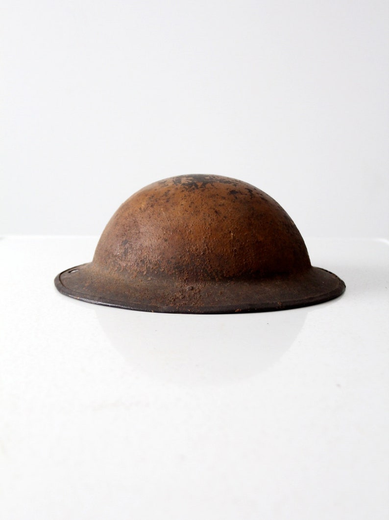 vintage army metal doughboy helmet image 4