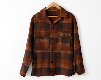 50s 60s Melton Wintermaster Vintage Heavy Wool Flannel Shirt 