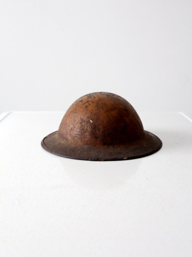vintage army metal doughboy helmet image 1