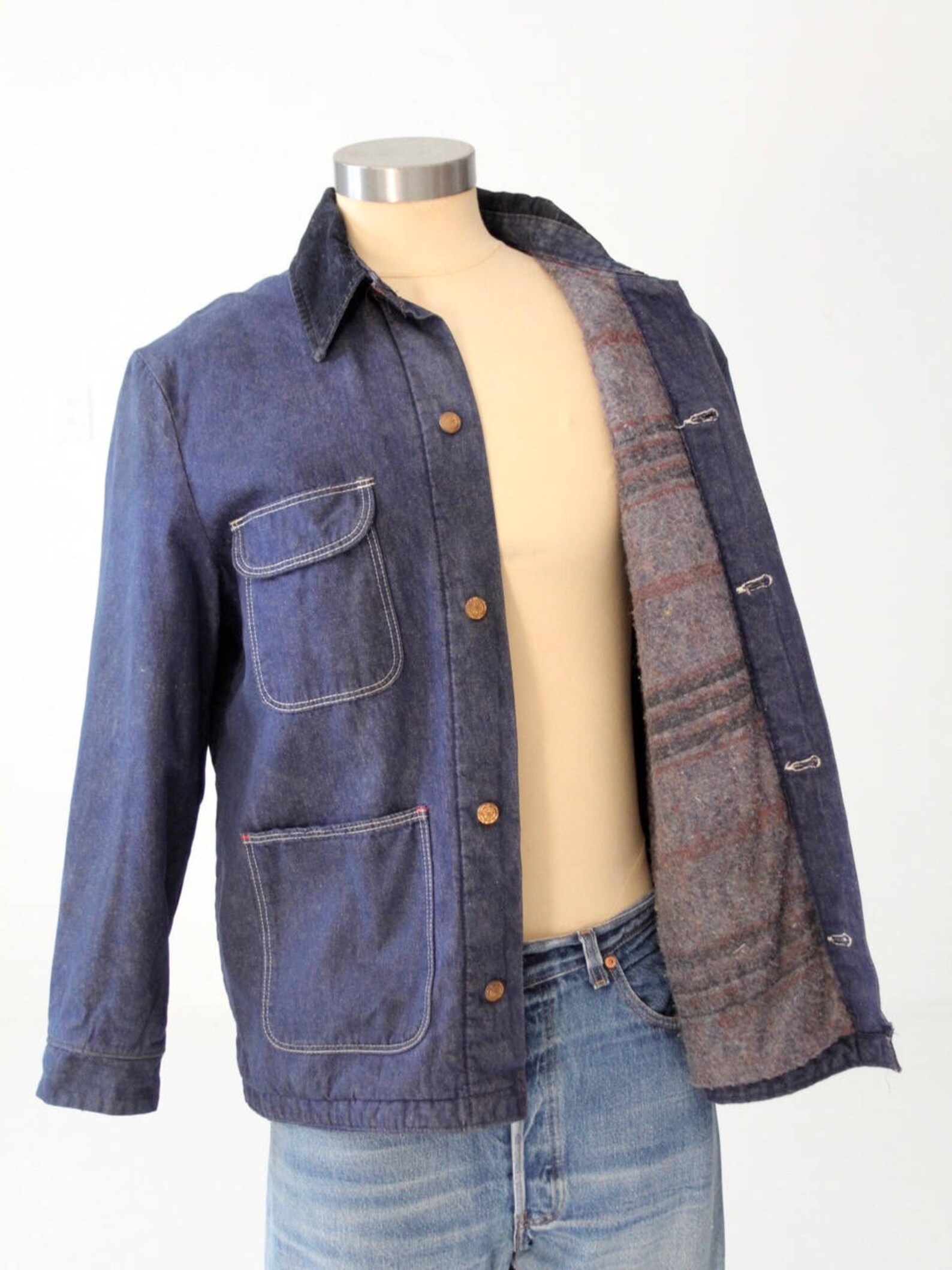 Vintage Wrangler Blanket Lined Denim Work Jacket 1950s Barn Etsy