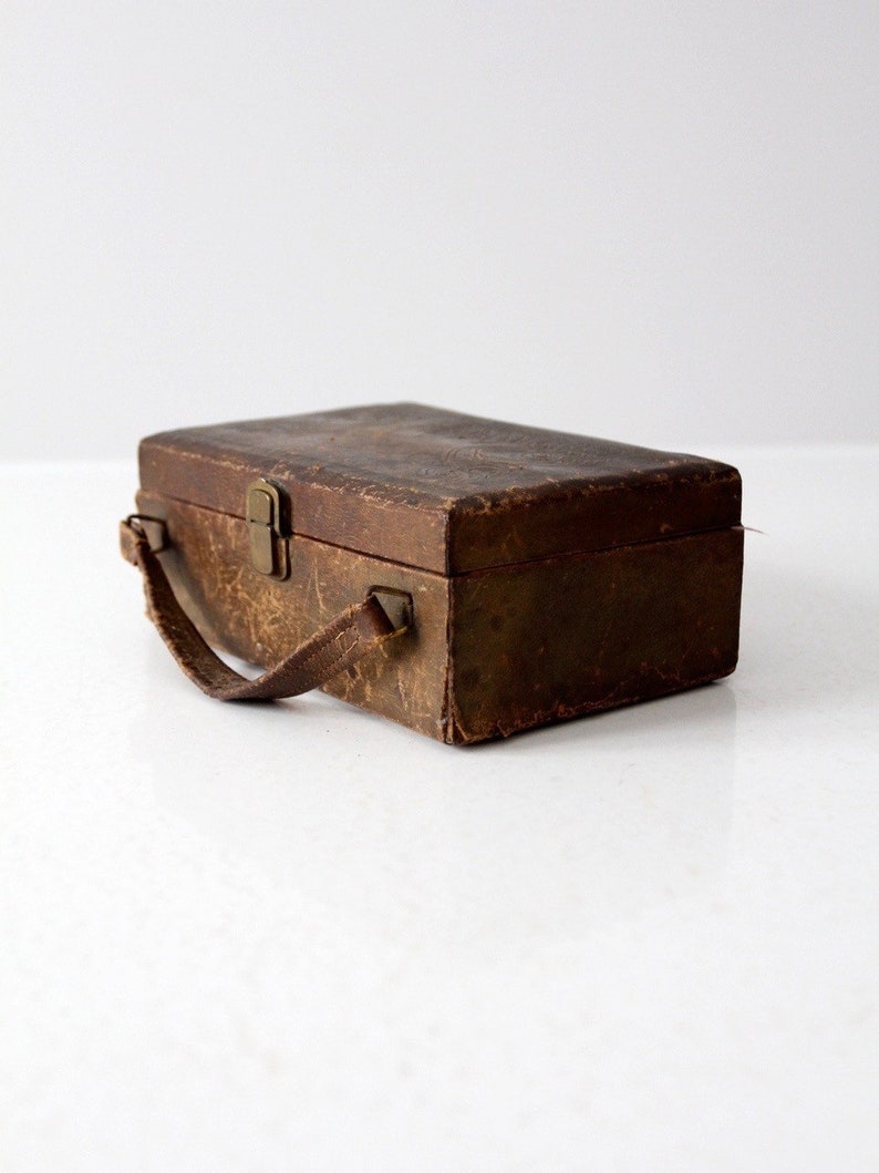 vintage leather handbag, brown box purse image 5