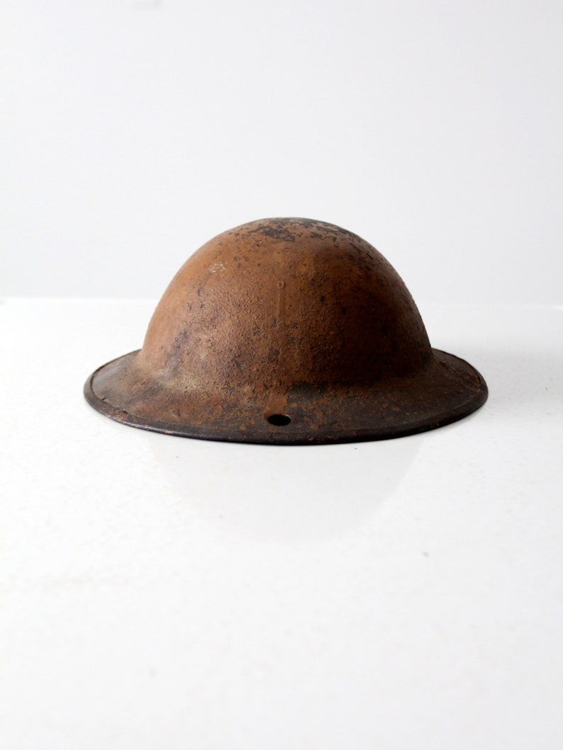 vintage army metal doughboy helmet image 3