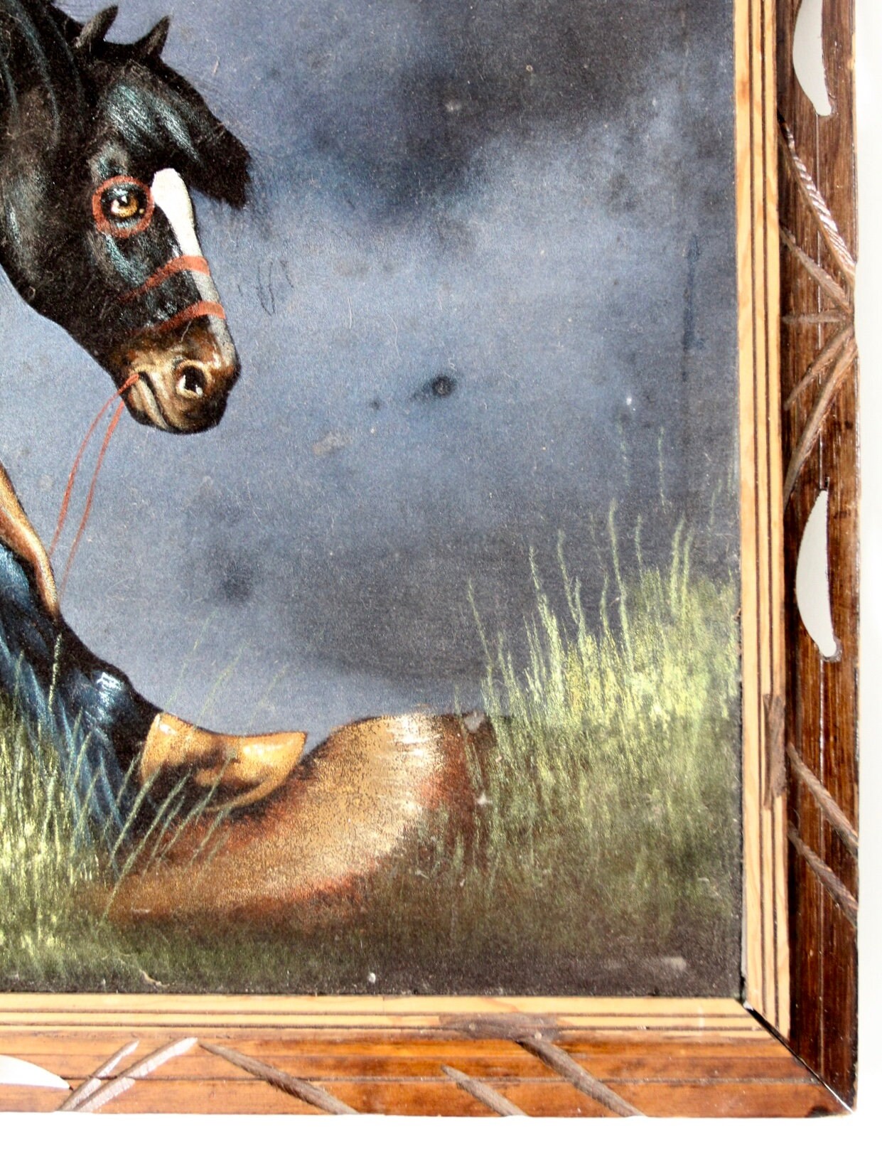 Vintage Ortiz Velvet Painting - Native American With Horse - Etsy