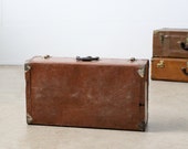 vintage metal luggage,  brown suitcase