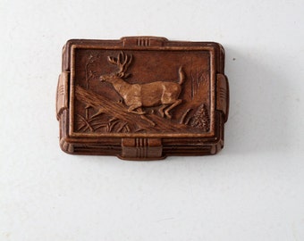 vintage Syroco box / deer faux bois cigarette box