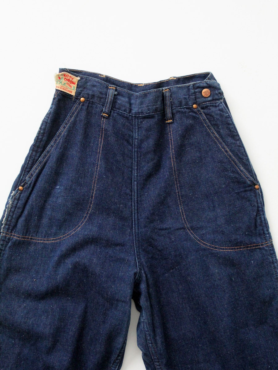 1950s Side Zip Jeans Flannel Lined Denim Kitty Carson High - Etsy