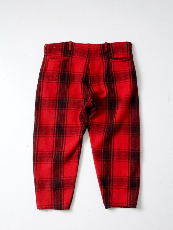 vintage 1940s red plaid wool hunting pants - image 8