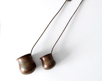 antique copper rum and brandy warmers pair