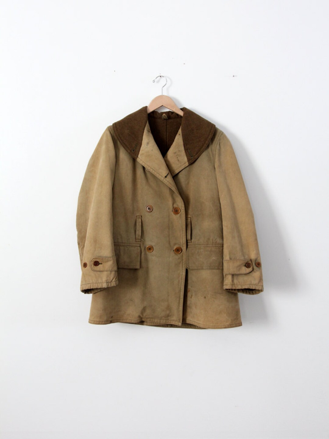 Vintage Army Coat, Canvas and Wool Jacket Etsy