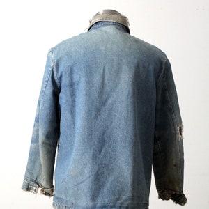 vintage Big Ben distressed denim chore coat, blanket lined barn jacket image 10