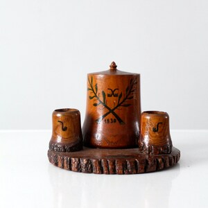 vintage 1930s wooden tobacco humidor and match strike