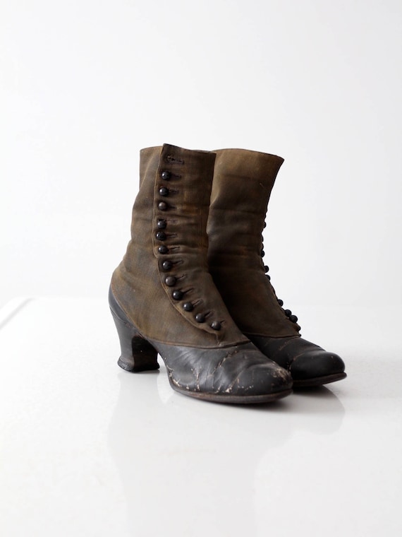 Victorian shoes, antique women's leather boots - image 1