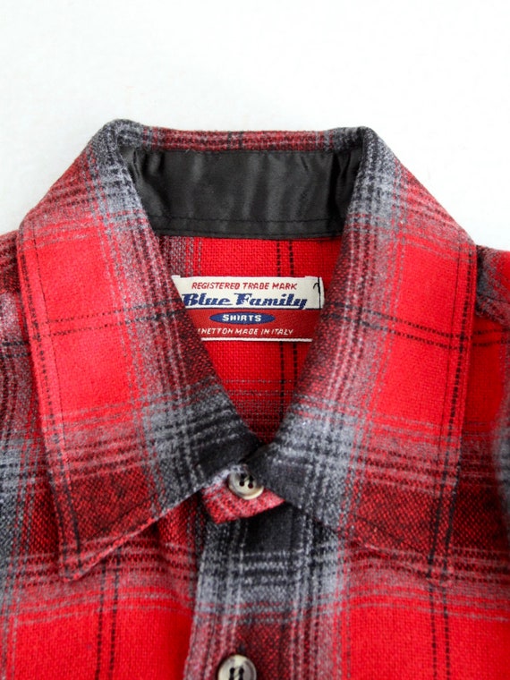 vintage plaid shirt red wool flannel - image 3