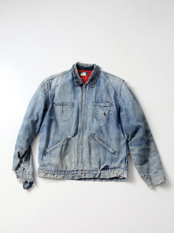 vintage distressed Oshkosh denim work jacket - image 1