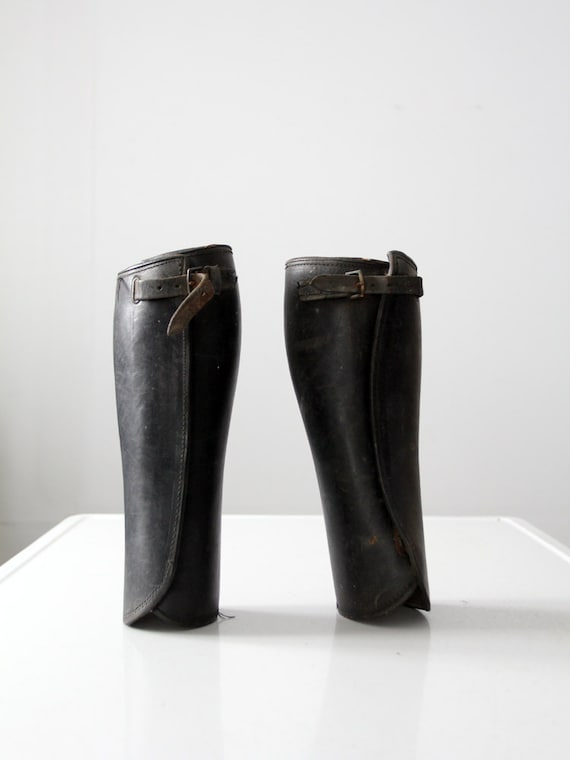 antique leather gaiters,  WWII era cavalry half c… - image 2