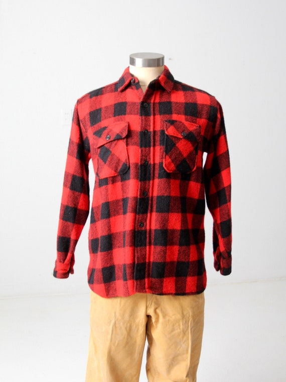 vintage 60s Montgomery Ward buffalo plaid shirt - image 1