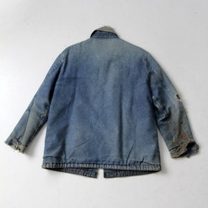 vintage Big Ben distressed denim chore coat, blanket lined barn jacket image 4