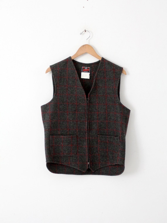 vintage Johnson Woolen Mills plaid vest