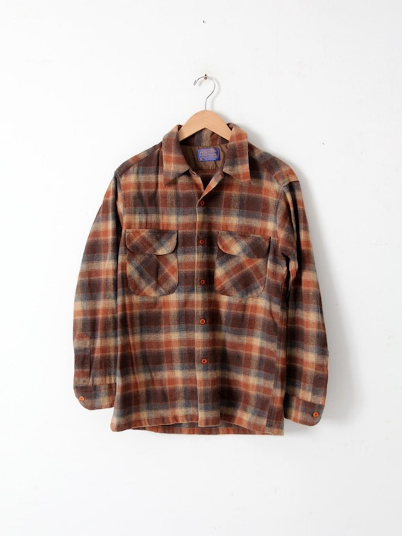vintage 1960's Pendleton wool plaid button down s… - image 1