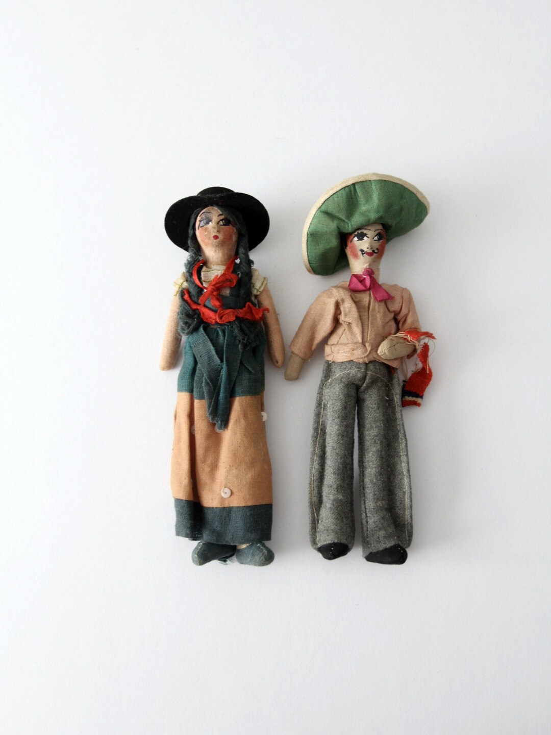 Vintage Mexican Folk Art Dolls Pair - Etsy